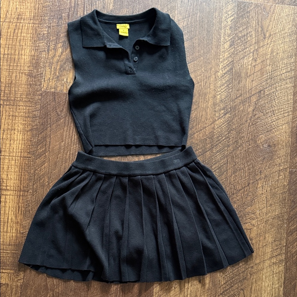 Daisy 2 piece Black Casual Skort Set